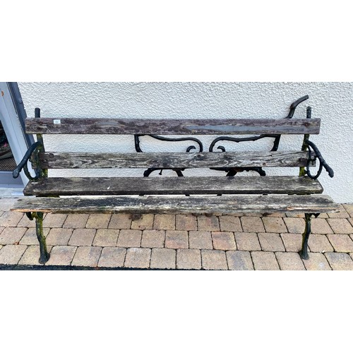 494 - Victorian iron garden bench, 178 cm, Pair of bench ends