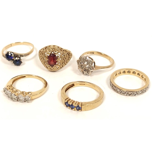 115 - Three diamond rings and three others, all 9ct gold 13g gross.