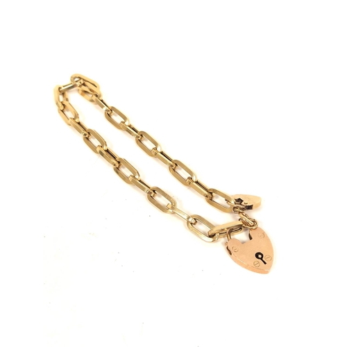 118 - Gold bracelet , square cable pattern '1585' with two 9ct gold padlock snaps. 10g