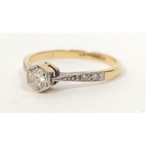 127 - Diamond solitaire ring '18ct platinum'. size 'M½' 1.9g