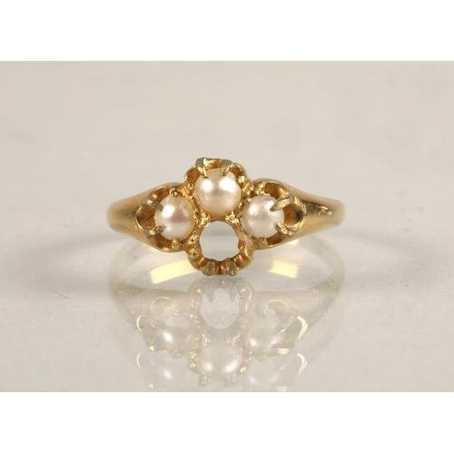 114 - 9 carat gold green gem set ring, size K and another yellow metal ring