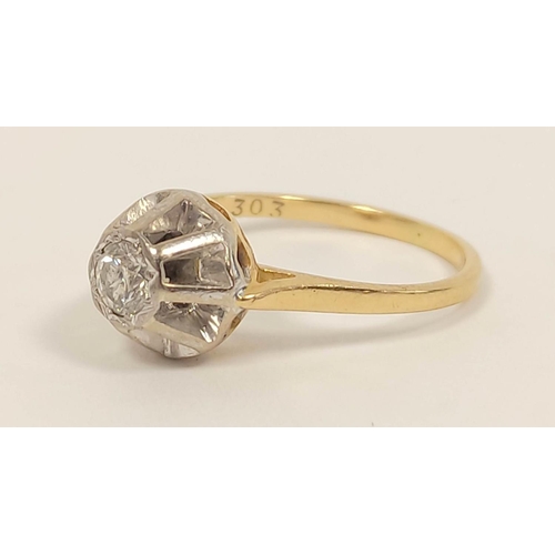 132 - Diamond solitaire ring in high illusion setting, '18ct' C1950, Size 'L', 3g