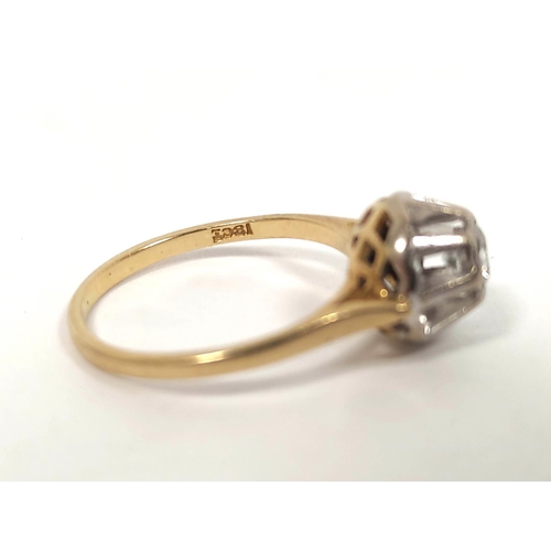 132 - Diamond solitaire ring in high illusion setting, '18ct' C1950, Size 'L', 3g