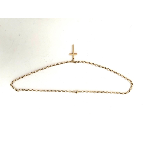 146 - 9ct gold cross and necklet, belcher pattern. 14g