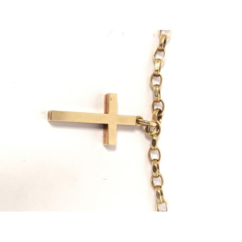 146 - 9ct gold cross and necklet, belcher pattern. 14g