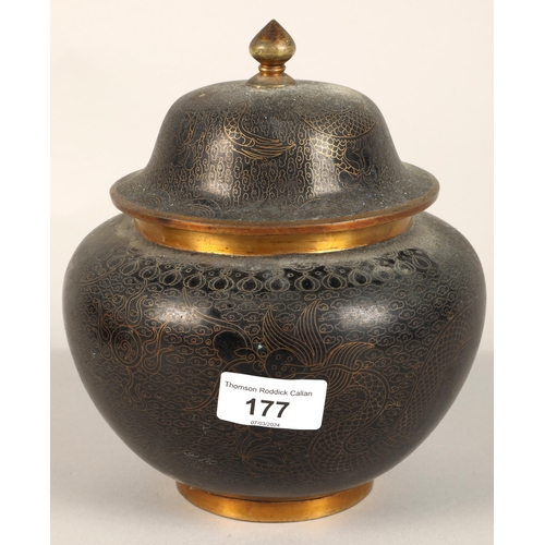 177 - Selection of  Cloisonne ware including ginger jars, vases, hardwood stands