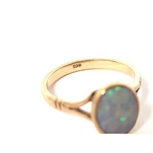 147 - Opal ring and two similar pins in 9ct gold. 8g gross (3)