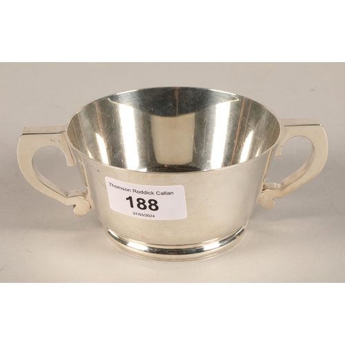 188 - Hallmarked twin handled silver cup, 232 grams, Birmingham 1929