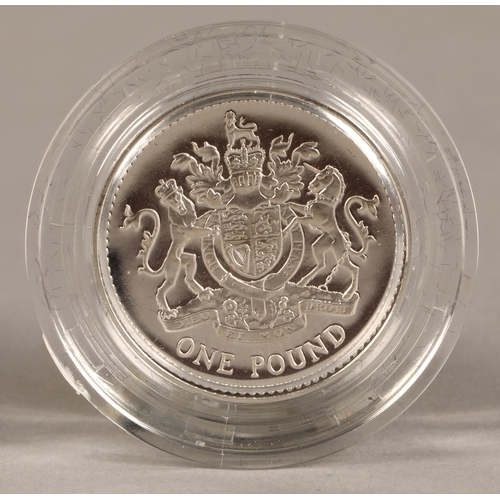 193 - Four United Kingdom silver proof one pound coins in cases with certificates, 1989,1990,1993, 2008