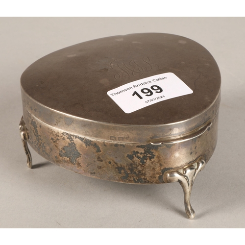 199 - Silver jewellery box dated 1927