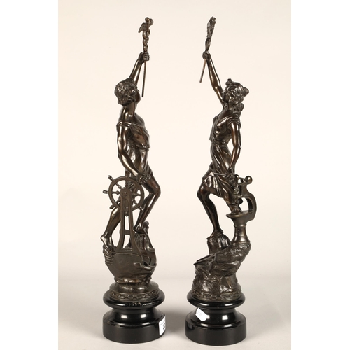 22 - Pair speltar figures 49cm h