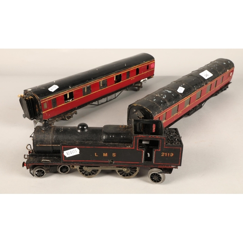 240 - LMS model steam train and two carriages