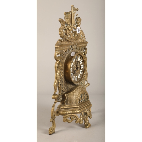 245 - Vintage brass mantel clock