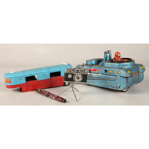 311 - Japanese tin 'Atomic' vehicle Trade Mark Modern Toys, Chipperfields Circus Corgi horse box, 14ct gol... 