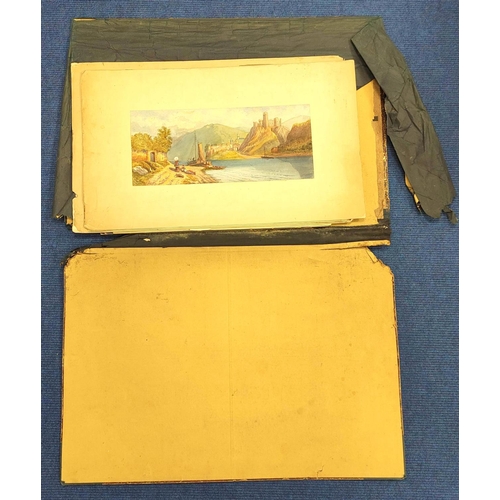 231 - Artist Unknown, 19th Century.Italian lake scenes and similar.Set of three watercolours.19cm x 46cm.A... 