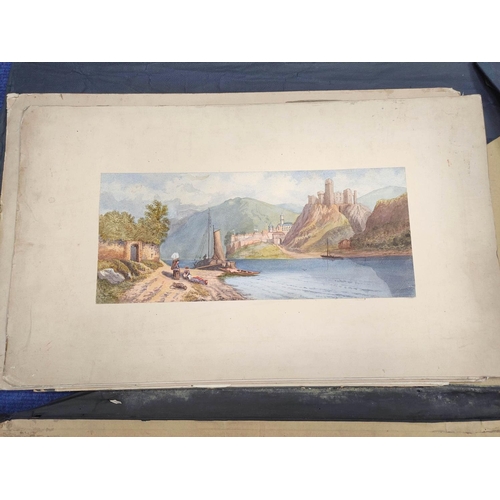 231 - Artist Unknown, 19th Century.Italian lake scenes and similar.Set of three watercolours.19cm x 46cm.A... 