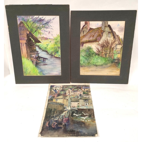 231 - Artist Unknown, 19th Century.Italian lake scenes and similar.Set of three watercolours.19cm x 46cm.A... 