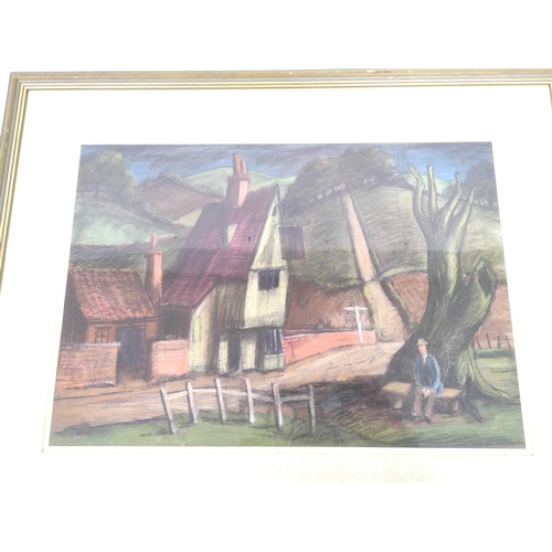 251 - Manner of Alan Sorrell.An ancient country inn.Pastel.33cm x 47cm.