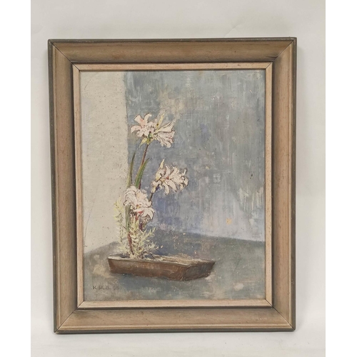 289 - K. H. Bradshaw (Australian).White lilies.Oil on board.Signed with initials and dated (19)65.33cm x 2... 