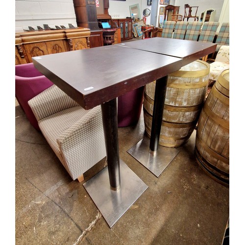 598 - Pair contemporary bar tables 110cm h