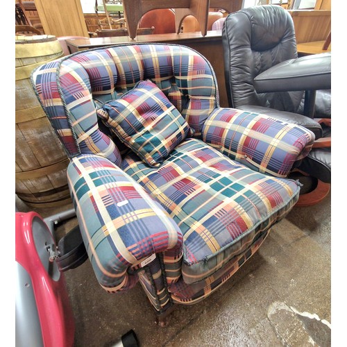 600 - Tartan patterned contemporary armchair