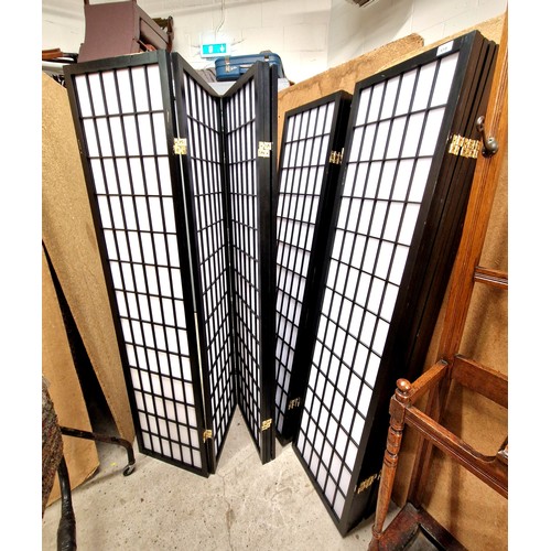 619 - Five Japanese style folding screens, 171cm h