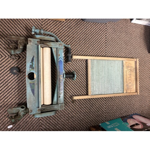 341 - Antique mangle and washboard