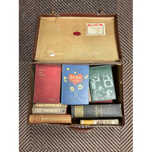 347 - Vintage books including Bronte & Jane Austin, childrens books, etc, in leather suitcase