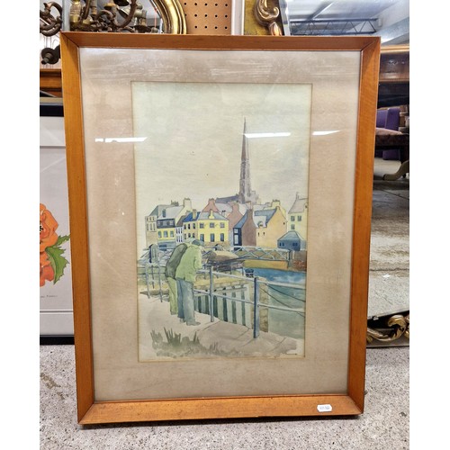 445 - Ornate wall mirror, two large oil paintings and a watercolour all signed Kirkwood, and a picture of ... 