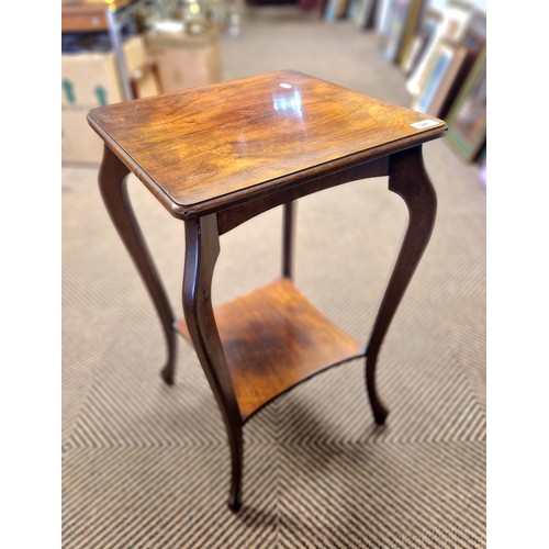 525 - Edwardian mahogany plant stand with shelf, 74 cm high