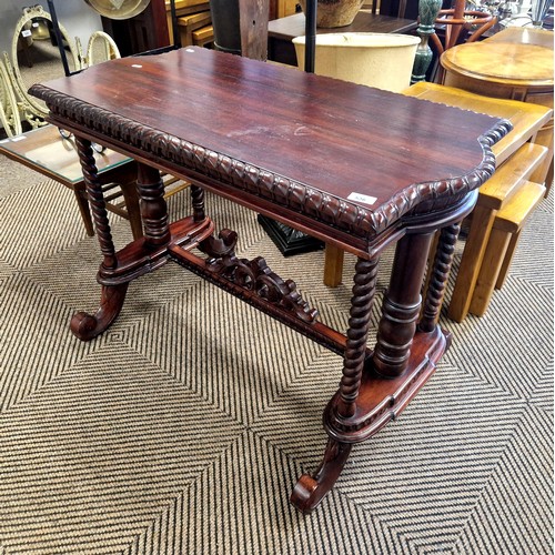 536 - Console table with barley twist legs and scroll feet, 95 x 72 x 53 cm