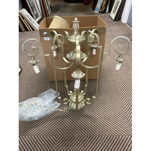 384 - Champagne coloured chandelier with shades