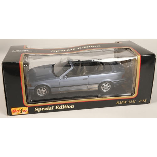 359 - Four boxed Maisto 1:18 scale model cars including Porsche 918 Spyder, Mercedes Benz 190SL, etc