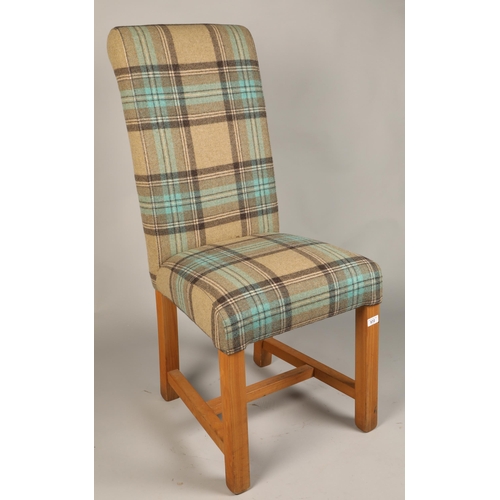 572 - Six contemporary oak tartan dining chairs