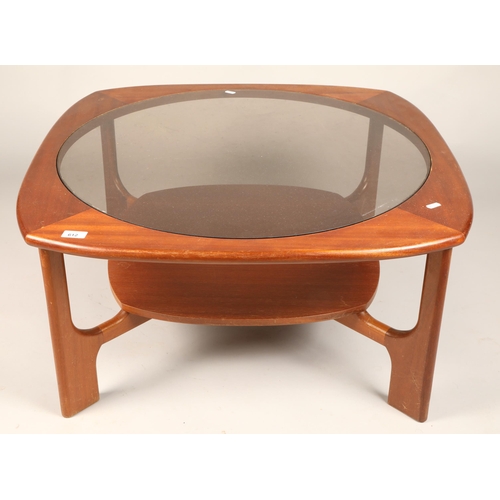 612 - Mid century teak and smoked glass coffee table