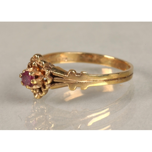 92 - 9 carat gold pink gem set ring, size Q