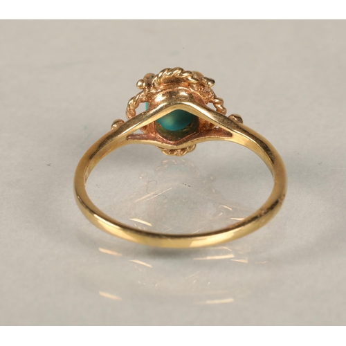 94 - 9 carat gold turquoise set ring, size L