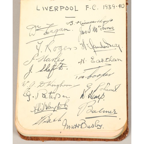 320 - Autograph book containing alleged signatures of Everton F.C. and Liverpool F.C. 1939-1940 team playe... 