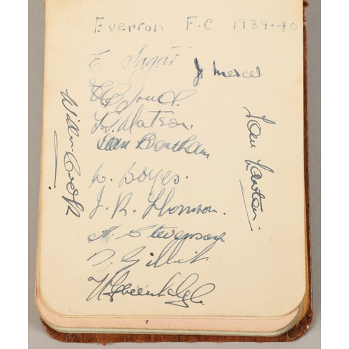 320 - Autograph book containing alleged signatures of Everton F.C. and Liverpool F.C. 1939-1940 team playe... 