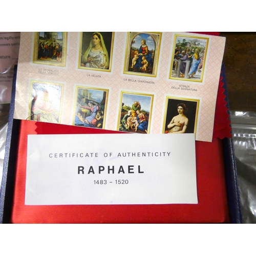 112 - Limited Edition silver Raphael Masterpieces set by Slade Hampton and Sons, the eight plaques bearing... 