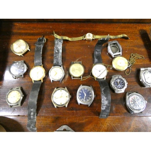 65 - Box of vintage watches including Sekonda, Lucerne, Combat, Majex etc.