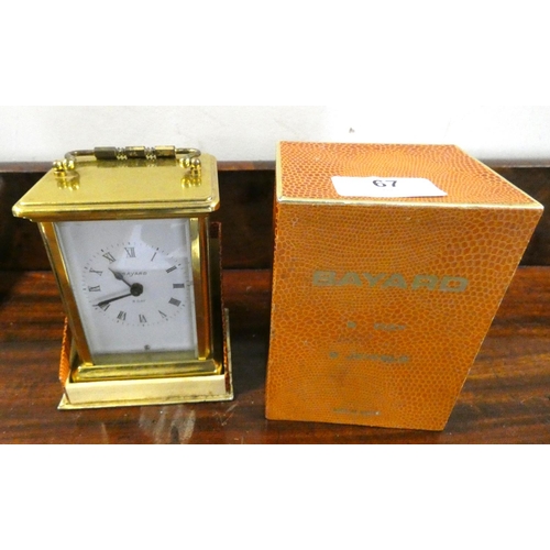 67 - Bayard brass carriage clock.