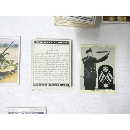 90 - Various Churchman cigarette cards including Navy at Work, Modern Wonders, Holidays in Britain etc.