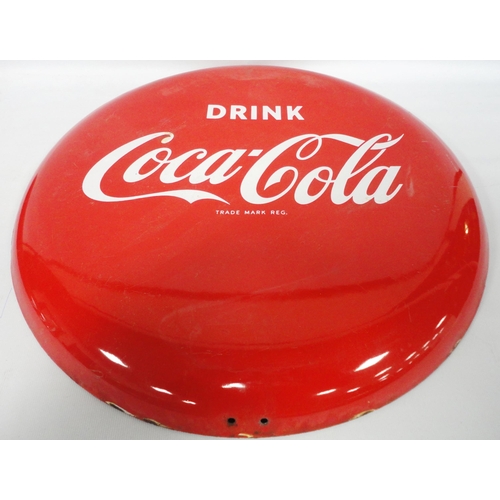 303 - Pair of Coca-Cola vintage enamel button signs, c. mid-20th century, 'Drink Coca-Cola', trade mark re... 