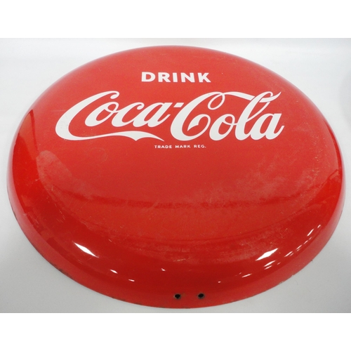 303 - Pair of Coca-Cola vintage enamel button signs, c. mid-20th century, 'Drink Coca-Cola', trade mark re... 