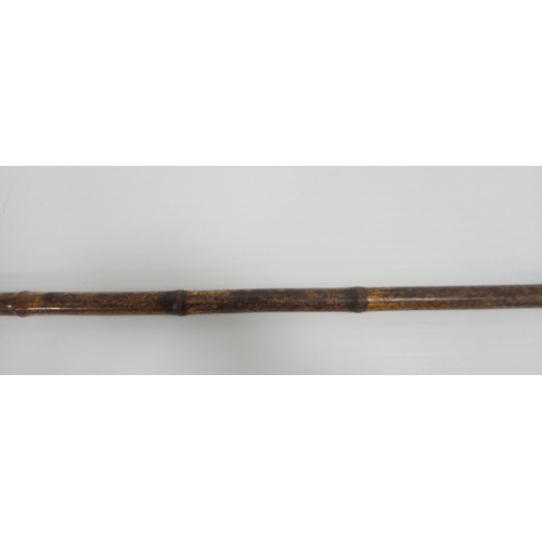 306 - Bamboo and antler-handled walking cane with graduation for measuring the height of horses, 94cm, a r... 