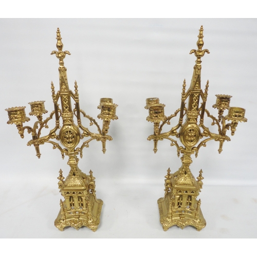 308 - Pair of antique continental gilt candelabra in the Renaissance style, probably formerly from a clock... 