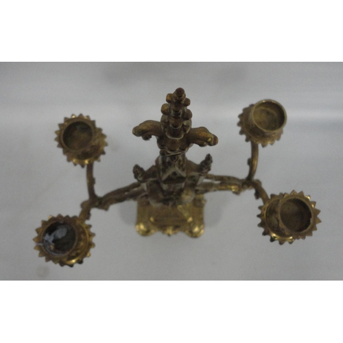 308 - Pair of antique continental gilt candelabra in the Renaissance style, probably formerly from a clock... 