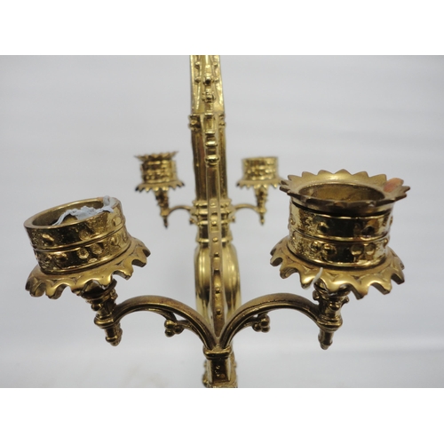 308 - Pair of antique continental gilt candelabra in the Renaissance style, probably formerly from a clock... 