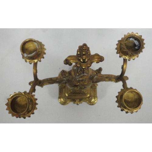 308 - Pair of antique continental gilt candelabra in the Renaissance style, probably formerly from a clock... 